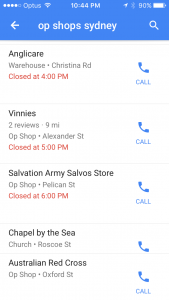 Google Maps mobile listings